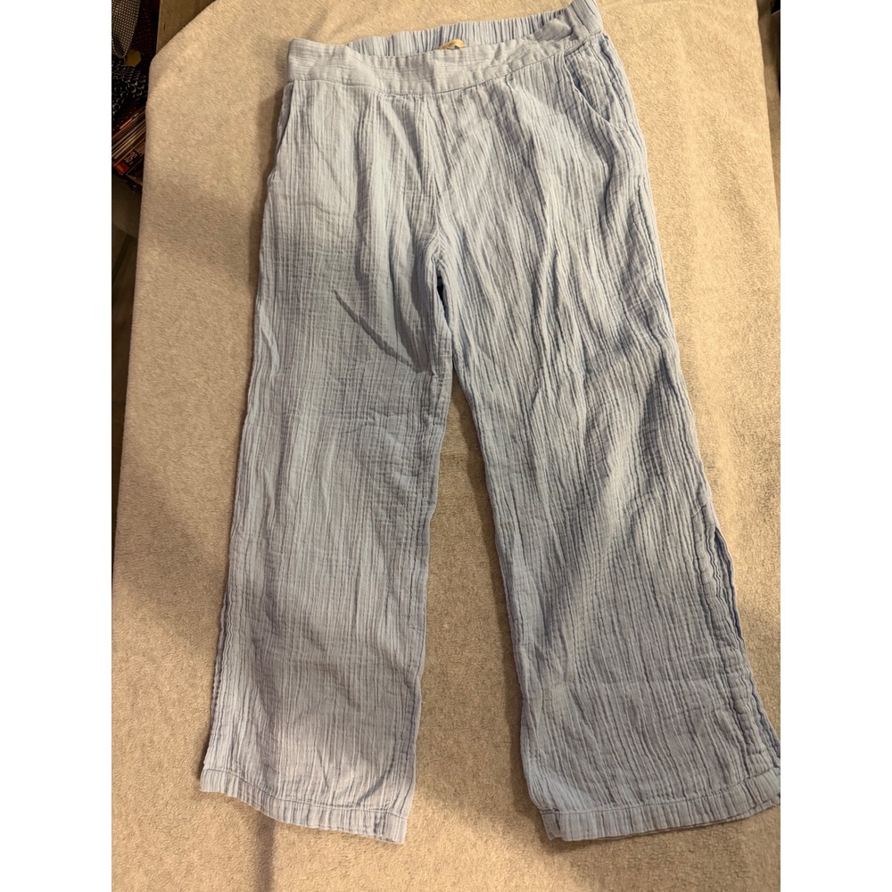 Soft Surroundings Light Blue Gauze Wide Leg Pants Small Summer Beach